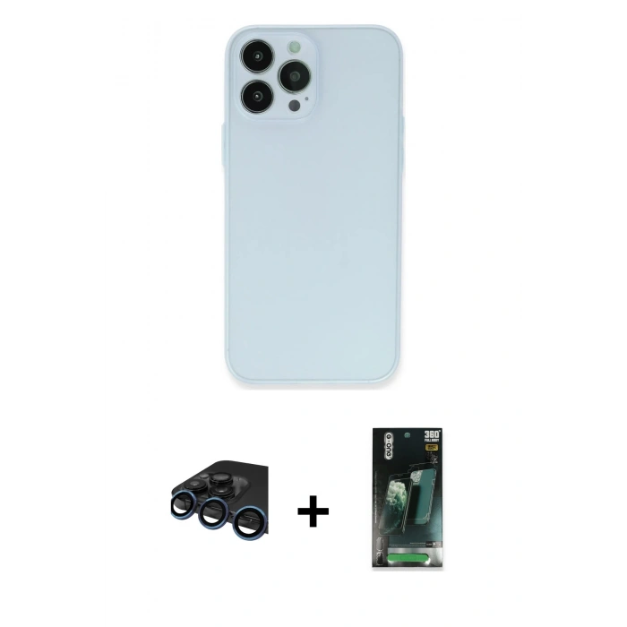 MARSİLYAN™- iPhone 15 Pro Max Kılıf Atlas Minimal Prime - Şeffaf 360 Full Body Arka Koruyucu + Raze Metal Kamera Lens - LT