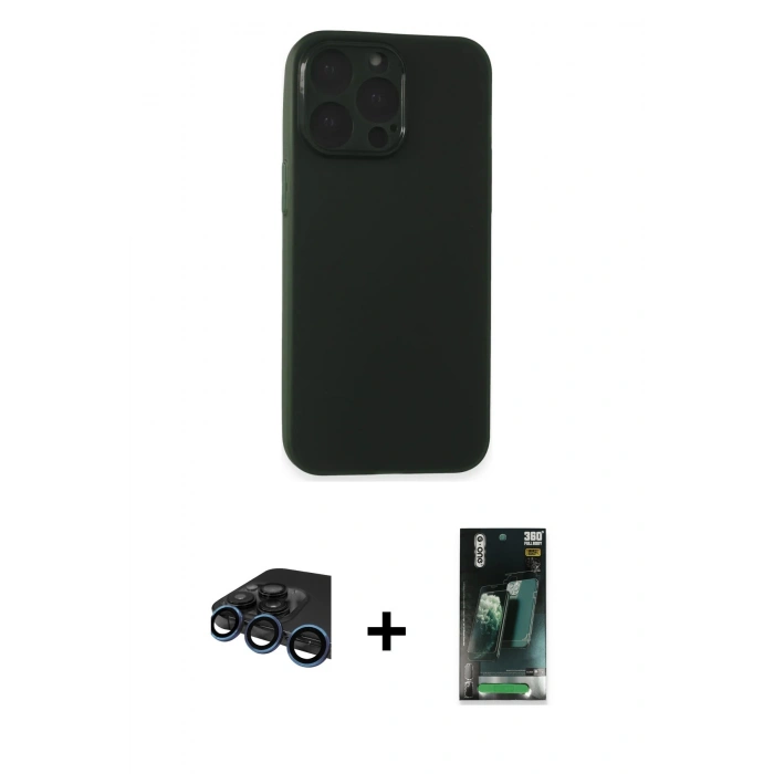 MARSİLYAN™- iPhone 15 Pro Max Kılıf Atlas Minimal Prime - Şeffaf 360 Full Body Arka Koruyucu + Raze Metal Kamera Lens - LT