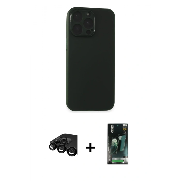 MARSİLYAN™- iPhone 15 Pro Max Kılıf Atlas Minimal Prime - Şeffaf 360 Full Body Arka Koruyucu + Raze Metal Kamera Lens - SH