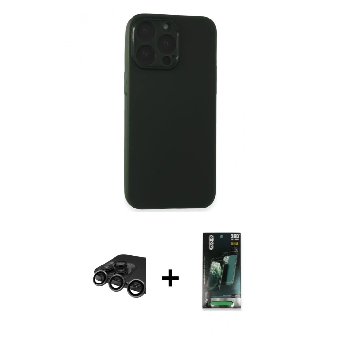 MARSİLYAN™- iPhone 15 Pro Max Kılıf Atlas Minimal Prime - Şeffaf 360 Full Body Arka Koruyucu + Raze Metal Kamera Lens - TMGI