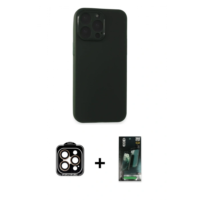 MARSİLYAN™- iPhone 15 Pro Max Kılıf Atlas Minimal Prime - Şeffaf 360 Full Body Arka Koruyucu + PVD Metal Kamera Lens - TU