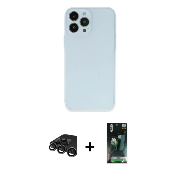 MARSİLYAN™- iPhone 15 Pro Max Kılıf Atlas Minimal Prime - Siyah 360 Mat Full Body Arka Koruyucu + Raze Metal Kamera Lens - TMGI