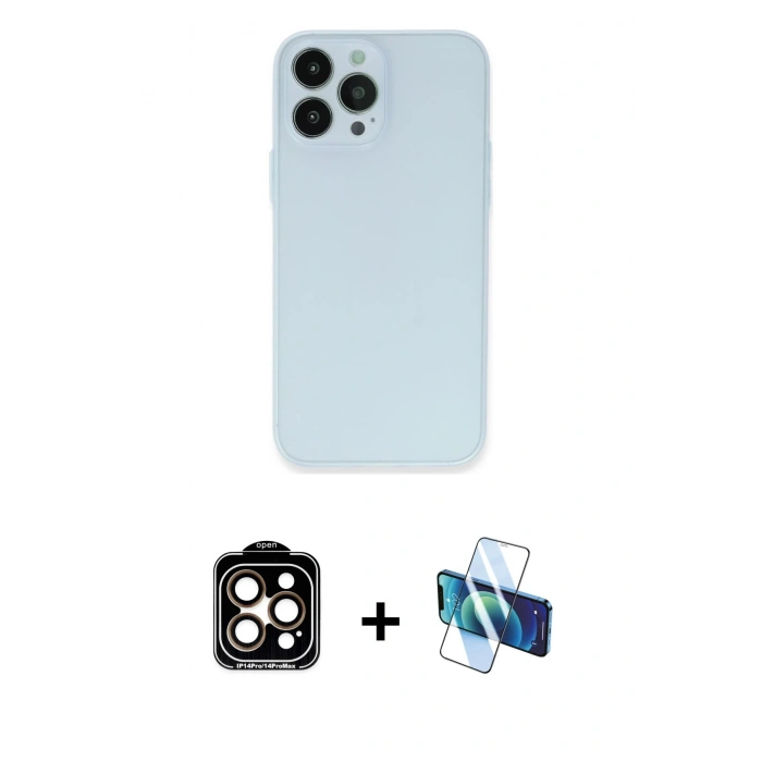 MARSİLYAN™- iPhone 15 Pro Max Kılıf Atlas Minimal Prime - Siyah 3D Antistatik Seramik Nano Ekran Koruyucu + PVD Metal Kamera Lens - TU