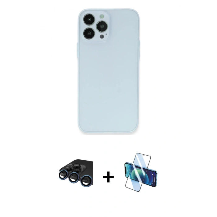 MARSİLYAN™- iPhone 15 Pro Max Kılıf Atlas Minimal Prime - Siyah 3D Antistatik Seramik Nano Ekran Koruyucu + Raze Metal Kamera Lens - LT