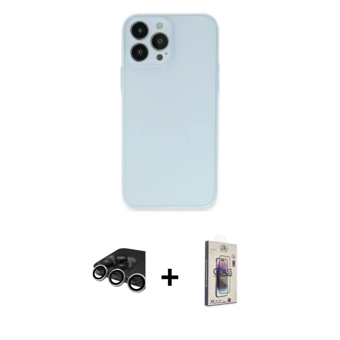 MARSİLYAN™- iPhone 15 Pro Max Kılıf Atlas Minimal Prime - Siyah Bilvis 3D Cam Ekran Koruyucu + Raze Metal Kamera Lens - GS
