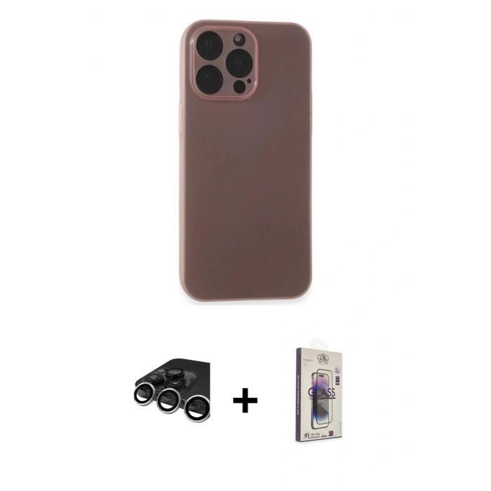 MARSİLYAN™- iPhone 15 Pro Max Kılıf Atlas Minimal Prime - Siyah Bilvis 3D Cam Ekran Koruyucu + Raze Metal Kamera Lens - GS