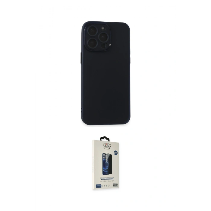 MARSİLYAN™- iPhone 15 Pro Max Kılıf Atlas Minimal Prime - Siyah Bilvis Hayalet Cam Ekran Koruyucu