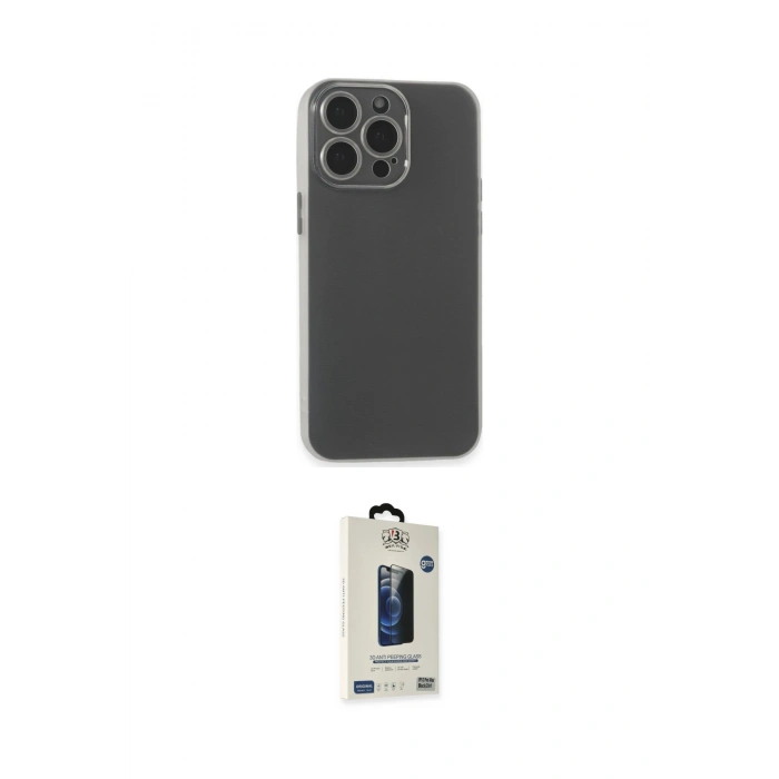 MARSİLYAN™- iPhone 15 Pro Max Kılıf Atlas Minimal Prime - Siyah Bilvis Hayalet Cam Ekran Koruyucu