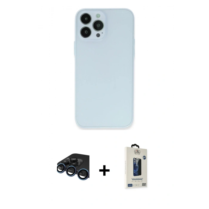 MARSİLYAN™- iPhone 15 Pro Max Kılıf Atlas Minimal Prime - Siyah Bilvis Hayalet Cam Ekran Koruyucu + Raze Metal Kamera Lens - LT