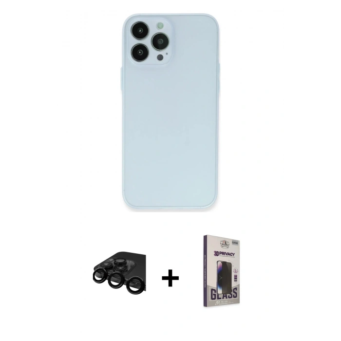 MARSİLYAN™- iPhone 15 Pro Max Kılıf Atlas Minimal Prime - Siyah Bilvis Hayalet Cam Ekran Koruyucu + Raze Metal Kamera Lens - SH