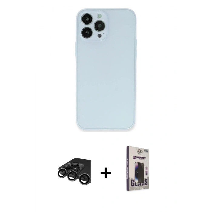 MARSİLYAN™- iPhone 15 Pro Max Kılıf Atlas Minimal Prime - Siyah Bilvis Hayalet Cam Ekran Koruyucu + Raze Metal Kamera Lens - TMGI