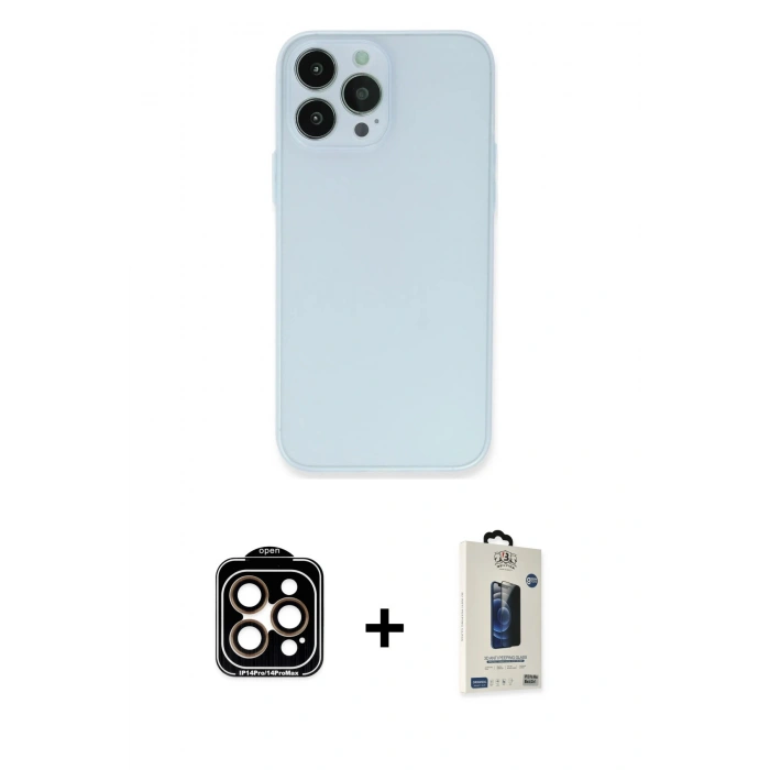 MARSİLYAN™- iPhone 15 Pro Max Kılıf Atlas Minimal Prime - Siyah Bilvis Hayalet Cam Ekran Koruyucu + PVD Metal Kamera Lens - TU
