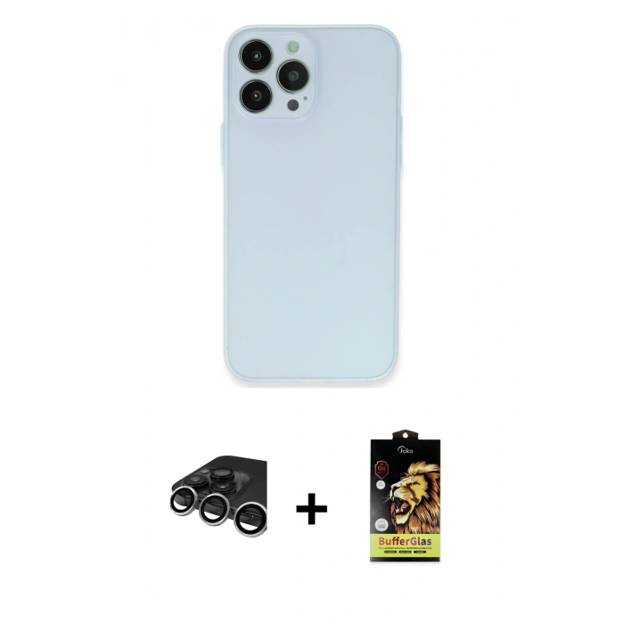 MARSİLYAN™- iPhone 15 Pro Max Kılıf Atlas Minimal Prime - Siyah Buffer Cam Ekran Koruyucu + Raze Metal Kamera Lens - GS