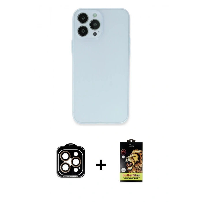 MARSİLYAN™- iPhone 15 Pro Max Kılıf Atlas Minimal Prime - Siyah Buffer Cam Ekran Koruyucu + PVD Metal Kamera Lens - TU