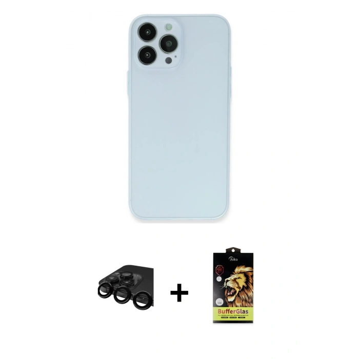 MARSİLYAN™- iPhone 15 Pro Max Kılıf Atlas Minimal Prime - Siyah Buffer Cam Ekran Koruyucu + Raze Metal Kamera Lens - SH