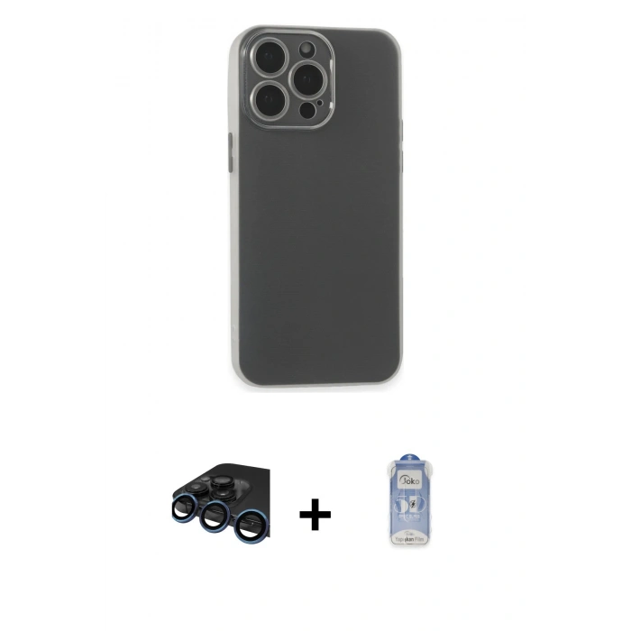 MARSİLYAN™- iPhone 15 Pro Max Kılıf Atlas Minimal Prime - Siyah Joko Magic 5D Cam + Raze Metal Kamera Lens - LT