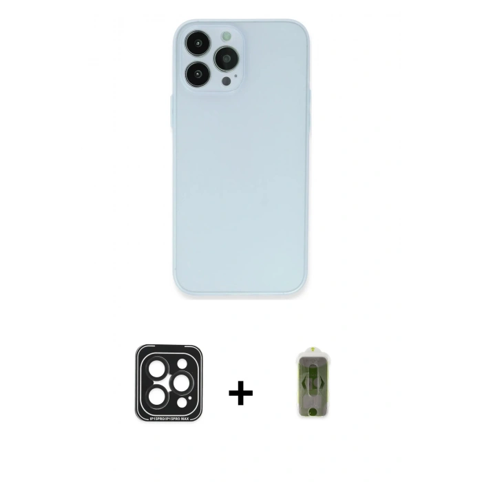 MARSİLYAN™- iPhone 15 Pro Max Kılıf Atlas Minimal Prime - Siyah Joko Magic 5D Hayalet Cam + PVD Metal Kamera Lens - SH