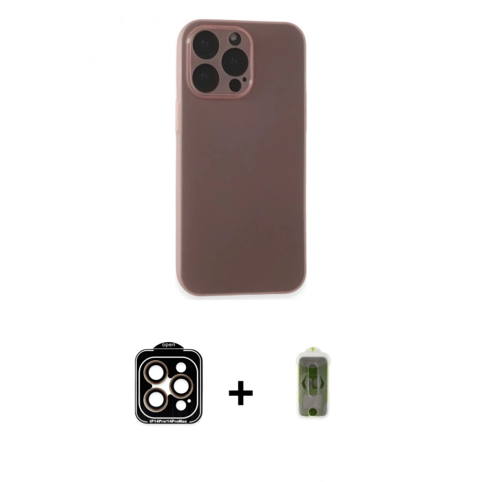 MARSİLYAN™- iPhone 15 Pro Max Kılıf Atlas Minimal Prime - Siyah Joko Magic 5D Hayalet Cam + PVD Metal Kamera Lens - TU