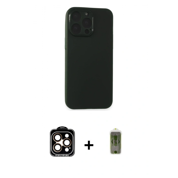 MARSİLYAN™- iPhone 15 Pro Max Kılıf Atlas Minimal Prime - Siyah Joko Magic 5D Hayalet Cam + PVD Metal Kamera Lens - TU