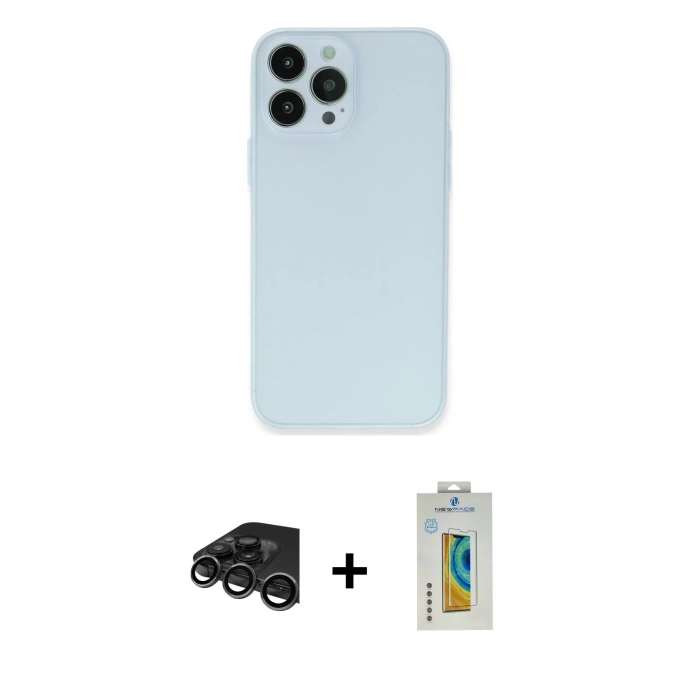 MARSİLYAN™- iPhone 15 Pro Max Kılıf Atlas Minimal Prime - Siyah Polymer Nano Ekran Koruyucu + Raze Metal Kamera Lens - TMGI