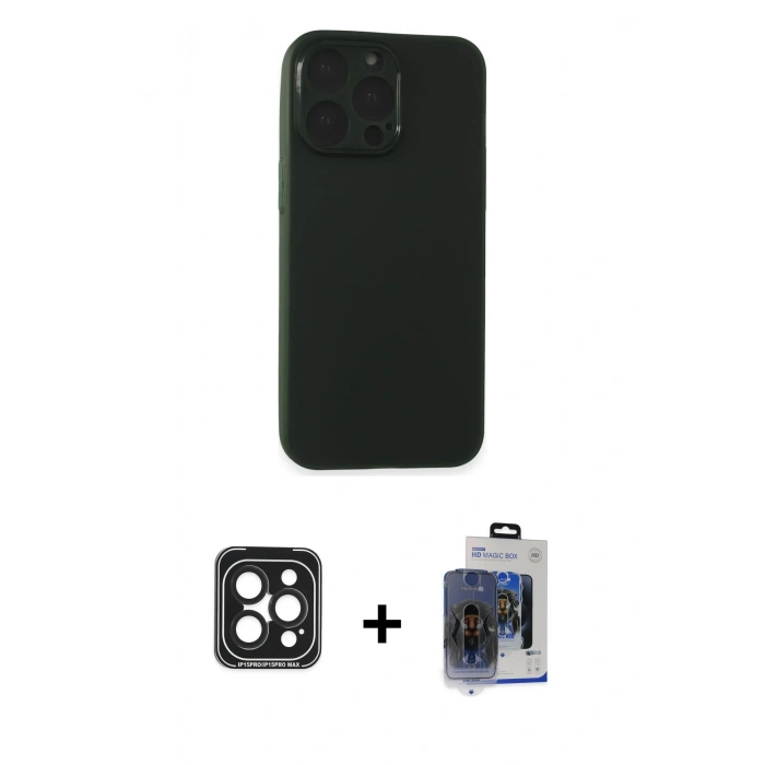 MARSİLYAN™- iPhone 15 Pro Max Kılıf Atlas Minimal Prime - Siyah Vanessa Magic Cam + PVD Metal Kamera Lens - SH