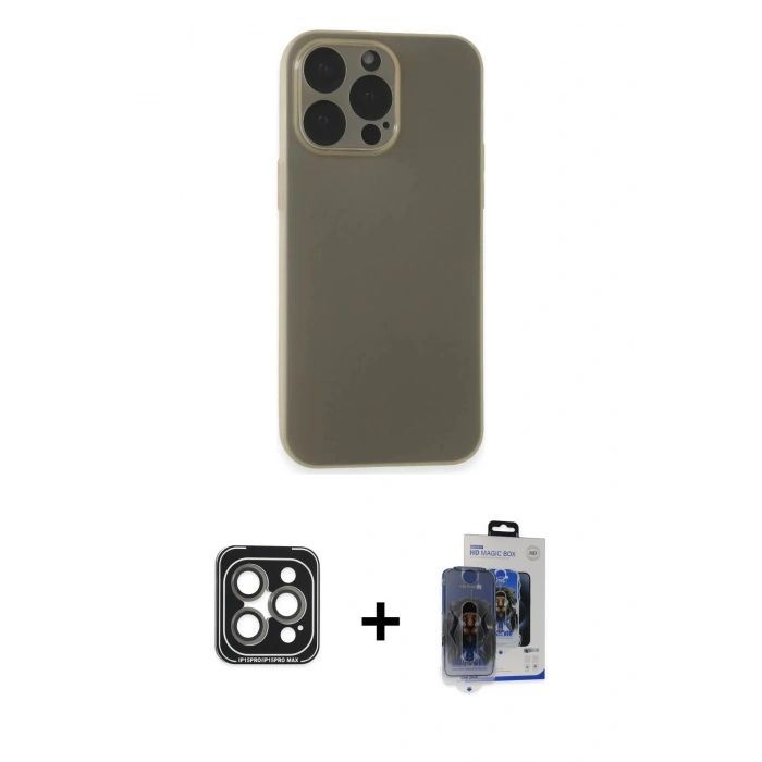 MARSİLYAN™- iPhone 15 Pro Max Kılıf Atlas Minimal Prime - Siyah Vanessa Magic Cam + PVD Metal Kamera Lens - GI