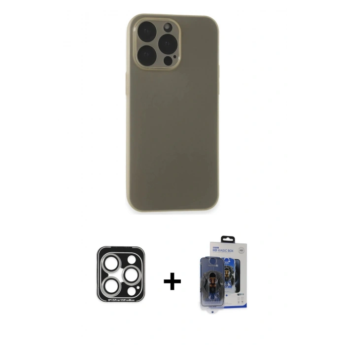 MARSİLYAN™- iPhone 15 Pro Max Kılıf Atlas Minimal Prime - Siyah Vanessa Magic Cam + PVD Metal Kamera Lens - GS