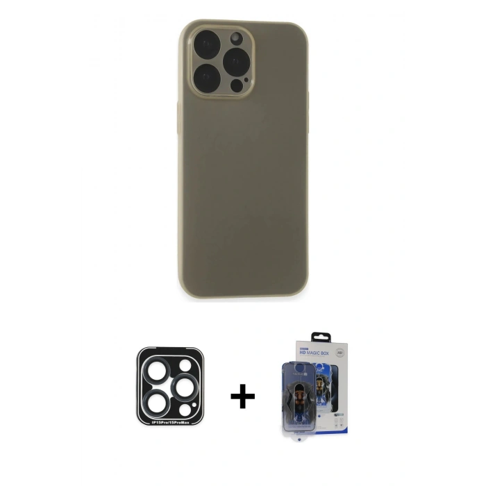 MARSİLYAN™- iPhone 15 Pro Max Kılıf Atlas Minimal Prime - Siyah Vanessa Magic Cam + PVD Metal Kamera Lens - LT
