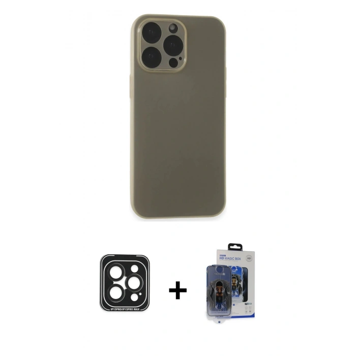 MARSİLYAN™- iPhone 15 Pro Max Kılıf Atlas Minimal Prime - Siyah Vanessa Magic Cam + PVD Metal Kamera Lens - SH