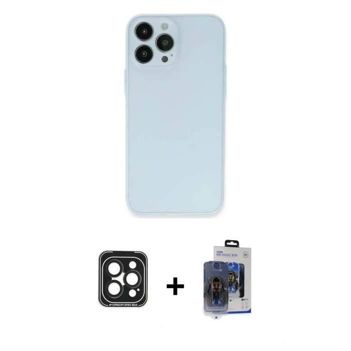 MARSİLYAN™- iPhone 15 Pro Max Kılıf Atlas Minimal Prime - Siyah Vanessa Magic Cam + PVD Metal Kamera Lens - SH