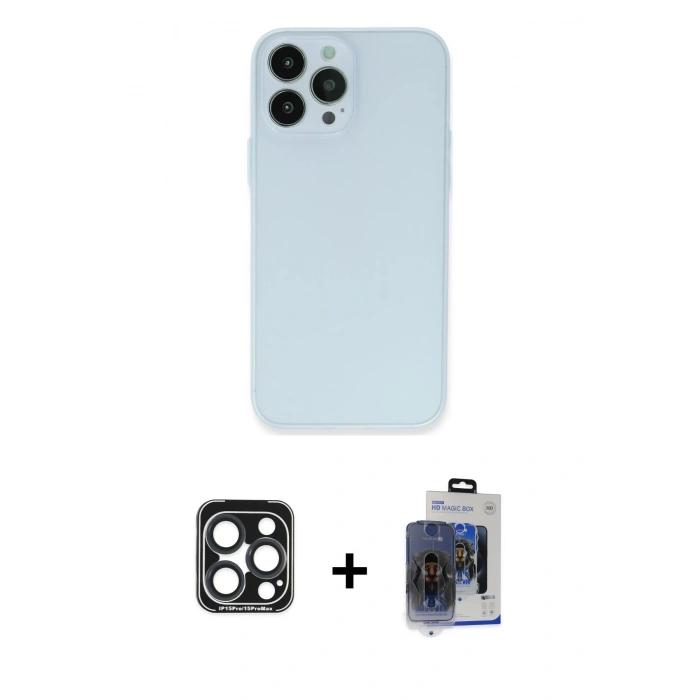 MARSİLYAN™- iPhone 15 Pro Max Kılıf Atlas Minimal Prime - Siyah Vanessa Magic Cam + PVD Metal Kamera Lens - LT