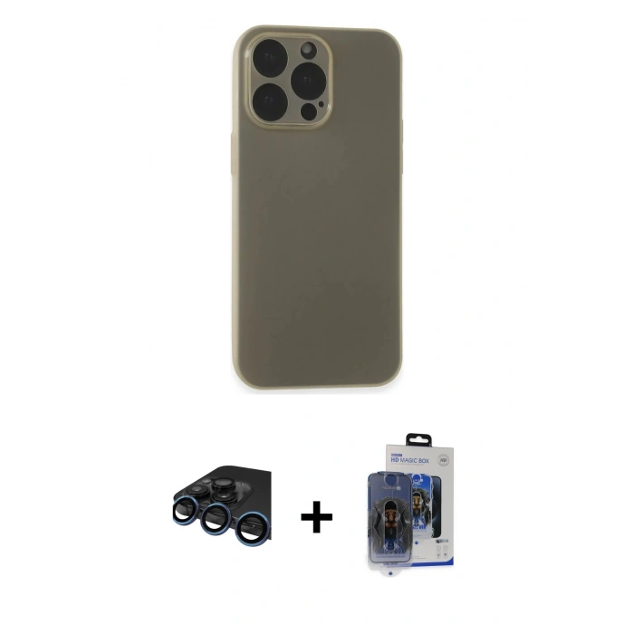 MARSİLYAN™- iPhone 15 Pro Max Kılıf Atlas Minimal Prime - Siyah Vanessa Magic Cam + Raze Metal Kamera Lens - LT