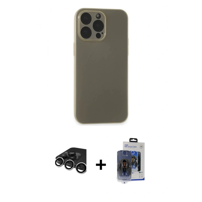 MARSİLYAN™- iPhone 15 Pro Max Kılıf Atlas Minimal Prime - Siyah Vanessa Magic Cam + Raze Metal Kamera Lens - GS