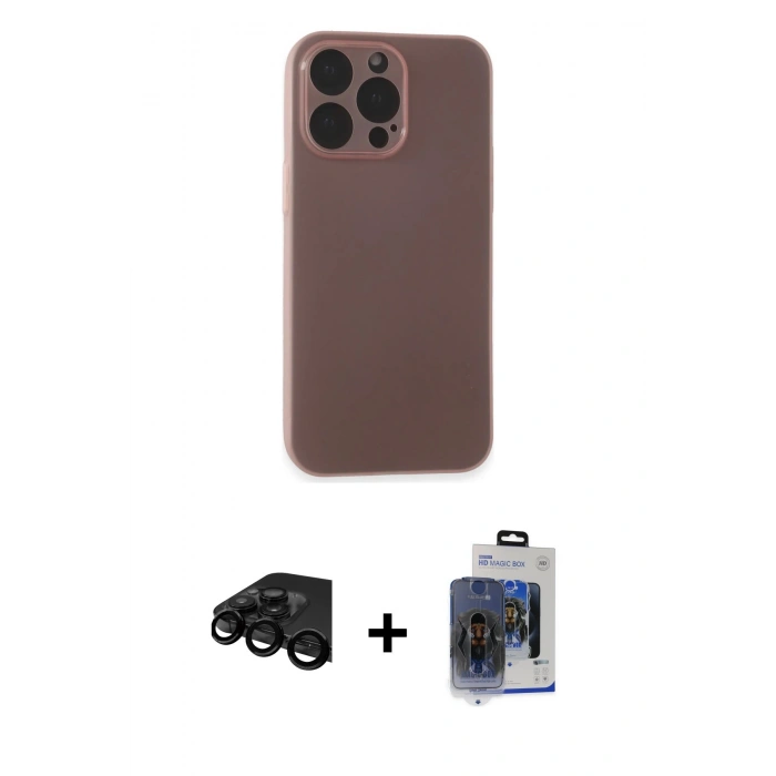 MARSİLYAN™- iPhone 15 Pro Max Kılıf Atlas Minimal Prime - Siyah Vanessa Magic Cam + Raze Metal Kamera Lens - SH