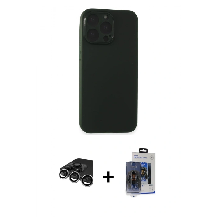 MARSİLYAN™- iPhone 15 Pro Max Kılıf Atlas Minimal Prime - Siyah Vanessa Magic Cam + Raze Metal Kamera Lens - GS