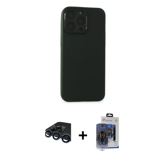 MARSİLYAN™- iPhone 15 Pro Max Kılıf Atlas Minimal Prime - Siyah Vanessa Magic Cam + Raze Metal Kamera Lens - LT