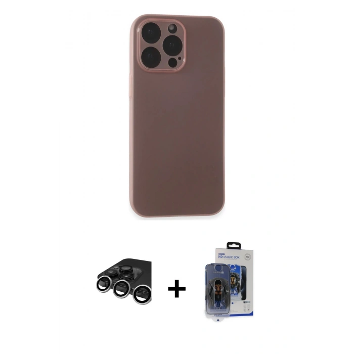 MARSİLYAN™- iPhone 15 Pro Max Kılıf Atlas Minimal Prime - Siyah Vanessa Magic Cam + Raze Metal Kamera Lens - GS