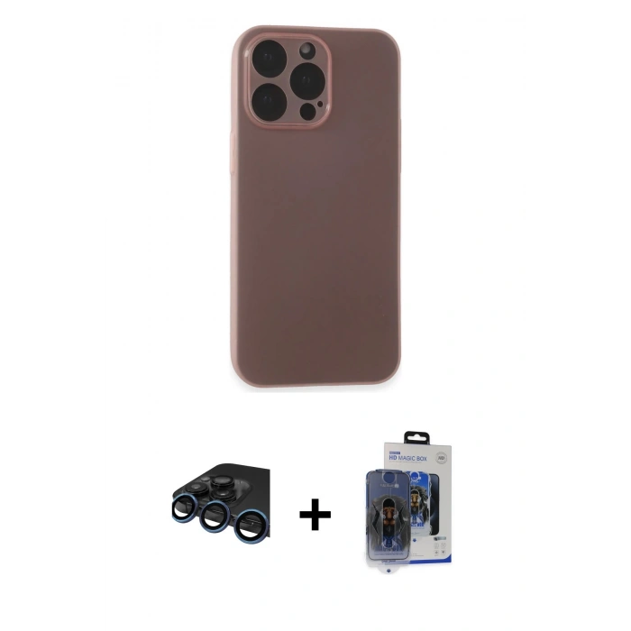 MARSİLYAN™- iPhone 15 Pro Max Kılıf Atlas Minimal Prime - Siyah Vanessa Magic Cam + Raze Metal Kamera Lens - LT