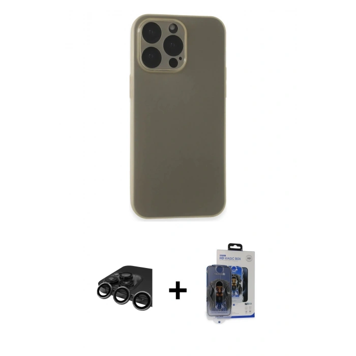 MARSİLYAN™- iPhone 15 Pro Max Kılıf Atlas Minimal Prime - Siyah Vanessa Magic Cam + Raze Metal Kamera Lens - TMGI