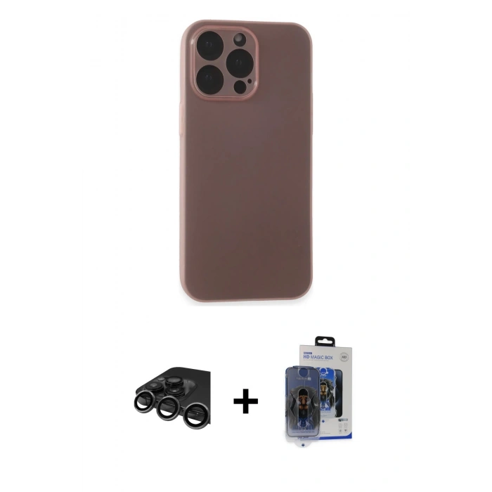 MARSİLYAN™- iPhone 15 Pro Max Kılıf Atlas Minimal Prime - Siyah Vanessa Magic Cam + Raze Metal Kamera Lens - TMGI