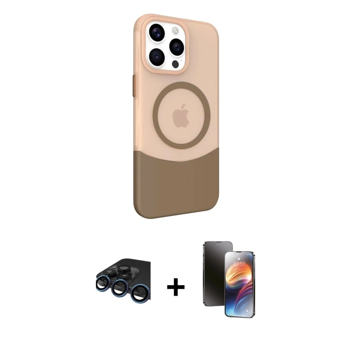 MARSİLYAN™- iPhone 15 Pro Max Kılıf Çekirdek Asil Özel Seri - Siyah 3D Antistatik Mat Seramik Nano Ekran Koruyucu + Raze Metal Kamera Lens - LT
