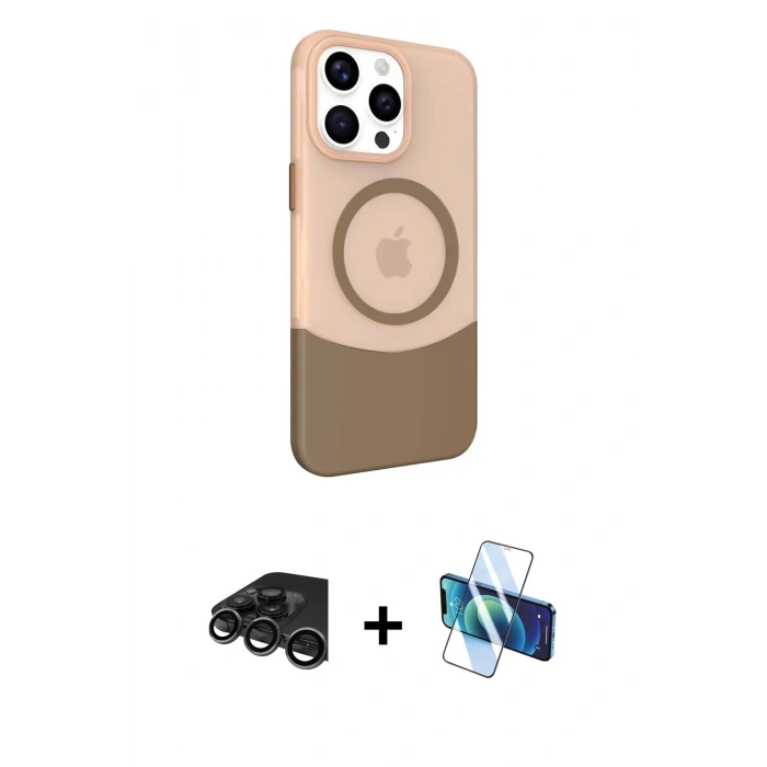 MARSİLYAN™- iPhone 15 Pro Max Kılıf Çekirdek Asil Özel Seri - Siyah 3D Antistatik Seramik Nano Ekran Koruyucu + Raze Metal Kamera Lens - TMGI
