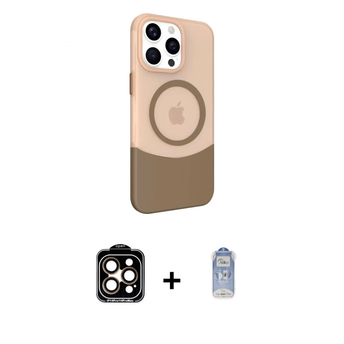 MARSİLYAN™- iPhone 15 Pro Max Kılıf Çekirdek Asil Özel Seri - Siyah Joko Magic 5D Cam + PVD Metal Kamera Lens - TU