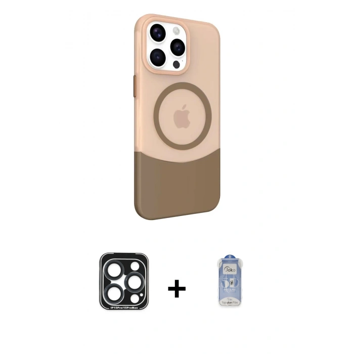 MARSİLYAN™- iPhone 15 Pro Max Kılıf Çekirdek Asil Özel Seri - Siyah Joko Magic 5D Cam + PVD Metal Kamera Lens - LT