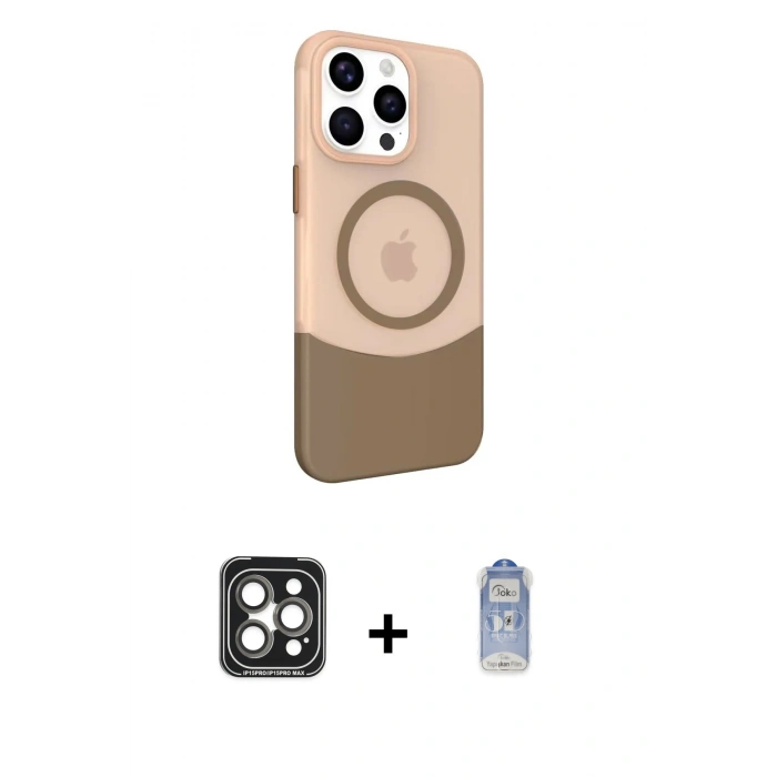 MARSİLYAN™- iPhone 15 Pro Max Kılıf Çekirdek Asil Özel Seri - Siyah Joko Magic 5D Cam + PVD Metal Kamera Lens - GI