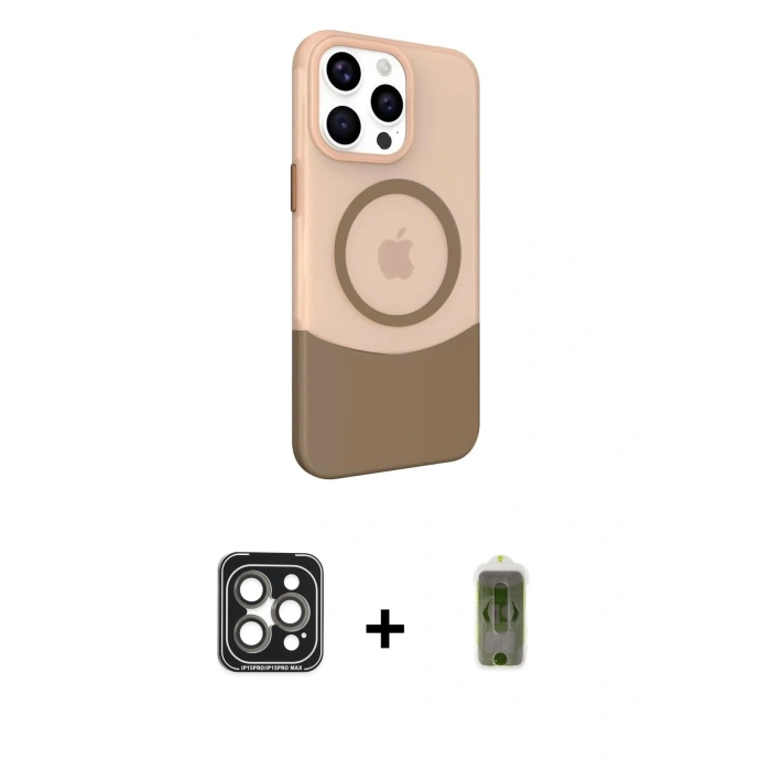 MARSİLYAN™- iPhone 15 Pro Max Kılıf Çekirdek Asil Özel Seri - Siyah Joko Magic 5D Hayalet Cam + PVD Metal Kamera Lens - GI