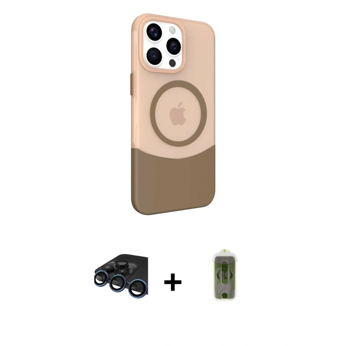 MARSİLYAN™- iPhone 15 Pro Max Kılıf Çekirdek Asil Özel Seri - Siyah Joko Magic 5D Hayalet Cam + Raze Metal Kamera Lens - LT