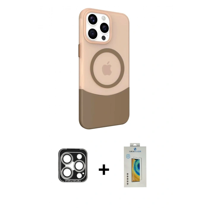 MARSİLYAN™- iPhone 15 Pro Max Kılıf Çekirdek Asil Özel Seri - Siyah Polymer Nano Ekran Koruyucu + PVD Metal Kamera Lens - GS