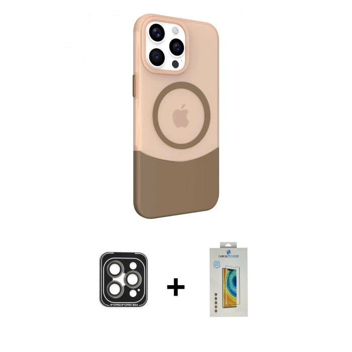 MARSİLYAN™- iPhone 15 Pro Max Kılıf Çekirdek Asil Özel Seri - Siyah Polymer Nano Ekran Koruyucu + PVD Metal Kamera Lens - GI