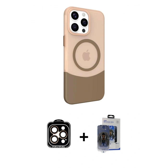 MARSİLYAN™- iPhone 15 Pro Max Kılıf Çekirdek Asil Özel Seri - Siyah Vanessa Magic Cam + PVD Metal Kamera Lens - TU
